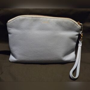 Lodis Light Blue Leather Wristlet Clutch Handbag Wallet
